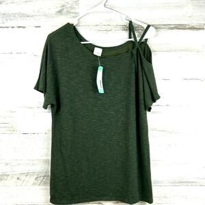 Kaileigh Johnesman Women S Olive Green One Shoulder Knit Stretch Top NWT